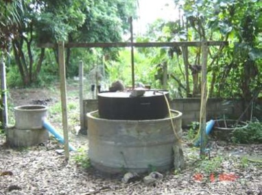 ระบบฝาครอบแช่ในบ่อมูล (Floating drum digester)